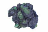 Sparkling Azurite Crystals on Fibrous Malachite - China #247723-1